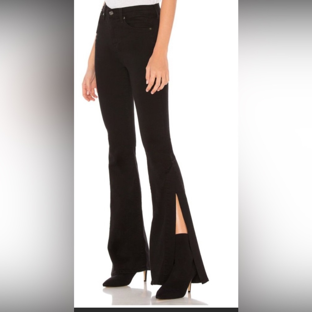7 for all mankind Ali Slit Side Flare Black Jeans